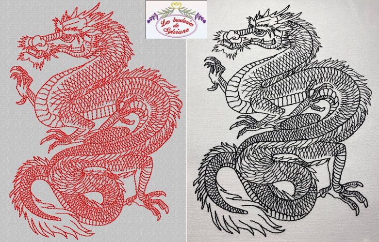 Dragon chinois - Les-broderies-de-sylviane