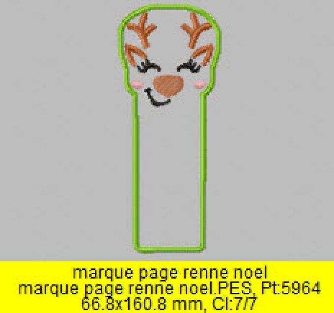 Marque page Renne de Noël