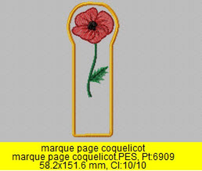 Marque page coquelicot